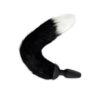 A black and white furry sex toy on a white background.