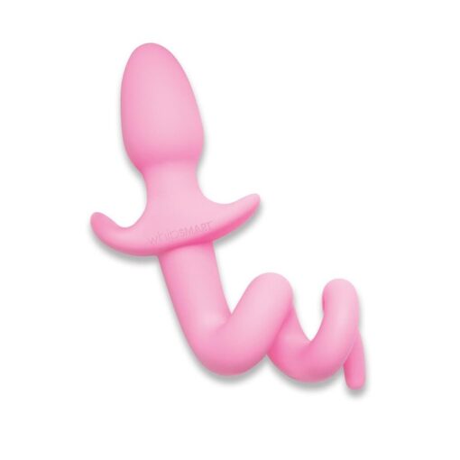 A pink squishy toy on a white background.