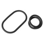 A black o ring and o ring set on a white background.