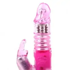 Pink Rabbit Vibrator with Thrusting Motion - Side view