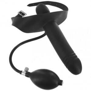 A black sex toy with a hose attached to it.
