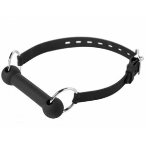 A black plastic collar with a metal ring.