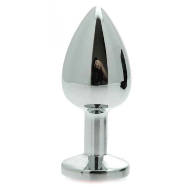 A sleek, metallic anal plug designed for adult pleasure, featuring a smooth, polished surface and ergonomic shape for comfort and stimulation. Perfect for exploring intimate sensations.