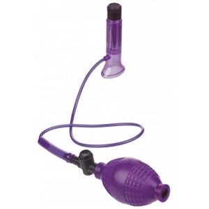 A purple sex toy with a hose attached to it.