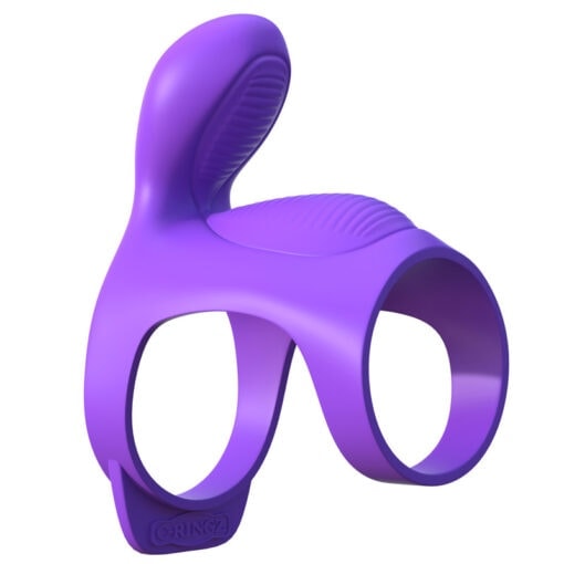 A purple ring with two ears on it.