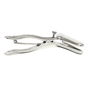 A pair of stainless steel pliers on a white background.