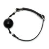 A black leather collar with a black ball on it.