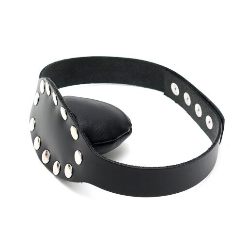 A black leather headband with studded accents.