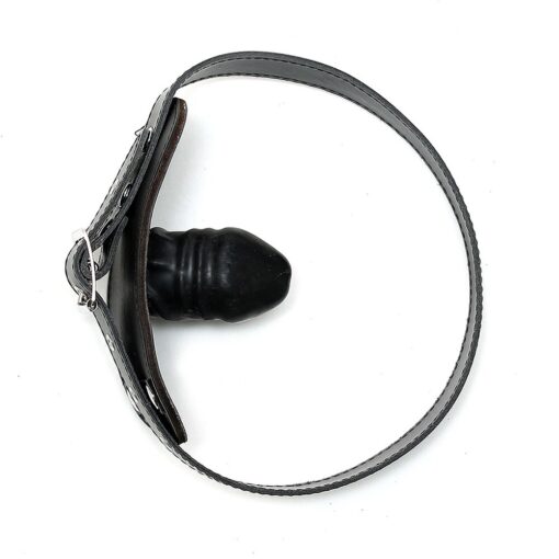 A black leather cuff with a black leather sleeve.