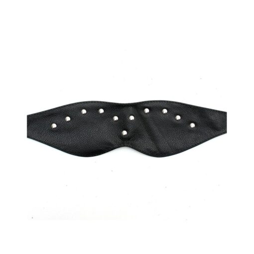 A black leather mask with studs on it.