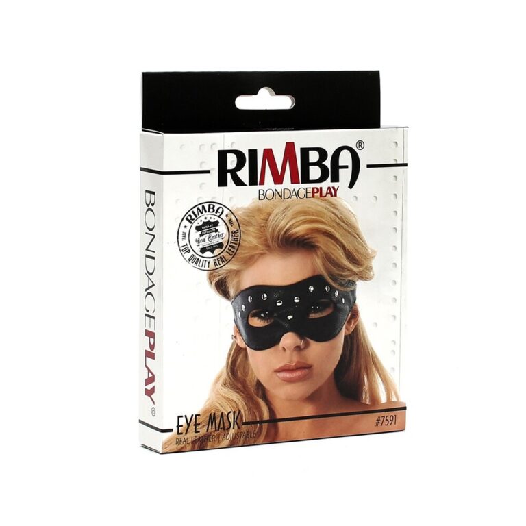 An SEO-friendly ALT tag for the RIMBA Bondage Play Eye Mask, highlighting its use in adult intimacy and BDSM play, emphasizing comfort and sensory deprivation for enhanced experiences.