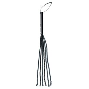 A black tassle with tassels hanging on a white background.