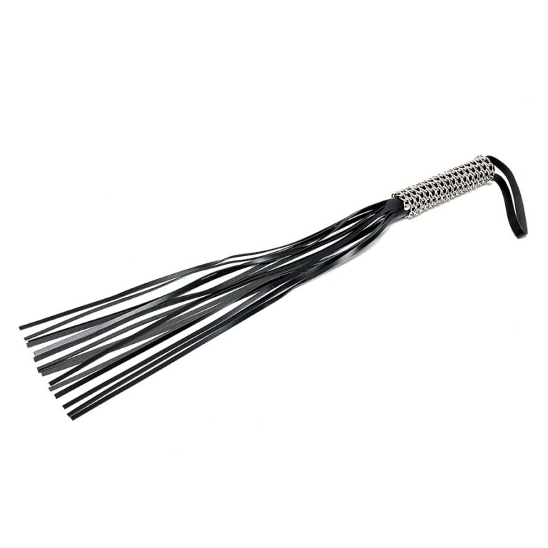 Leather and Chain Whip Whips Black detail